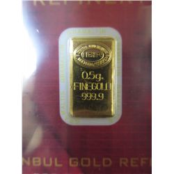 .999  solid gold Turkish mint certified bar