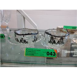 Two 1930's silver overlay cream & sugar
