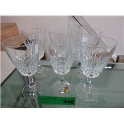 6 crystal goblets 7" tall, 6" dia.