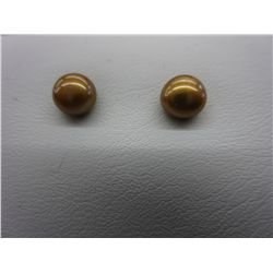 New button shape freshwater pearl earrings