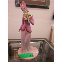 Italian figurine of a pink lady, 1' tall 6" long