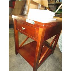 Wood side table with wood drawer