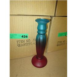 Case containing 6 glass candlesticks, new