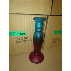 Case containing 6 glass candlesticks, new
