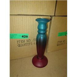 Case containing 6 glass candlesticks, new