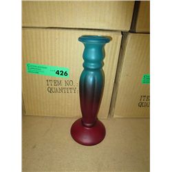 Case containing 6 glass candlesticks, new