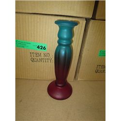 Case containing 6 glass candlesticks, new