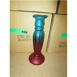 Case containing 6 glass candlesticks, new