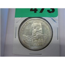1958 80% silver Canada Death totem dollar