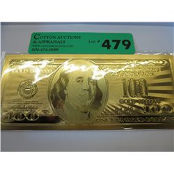 .999 gold foil one hundred dollar American bill