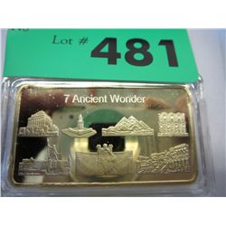 7 Ancient Wonders of World gold plate art bar