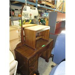 Vintage waterfall veneer dressing table with stool