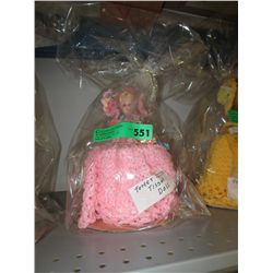 Pink crochet tissue doll