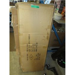 Orange hand truck with 3 wheels, in box