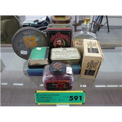 9 pieces of vintage advertising boxes