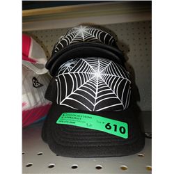 Approx. 30 caps. Black with spider web design
