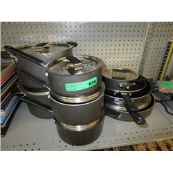 Large set of used non stick cookware