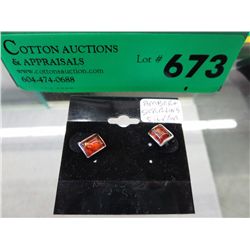 Pair of amber and sterling silver earrings