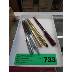 Five pens, some vintage, some gold filled