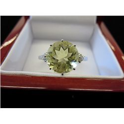 Round cut lemon topaz & diamond ring