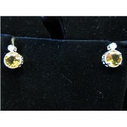 Diamond & citrine gemstone earrings.