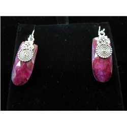 Sterling silver genuine ruby earrings