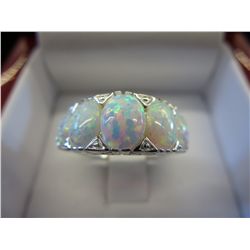 Australian fire opal 5 stone ring set in silver
