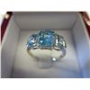 Image 1 : Emerald cut blue topaz & diamond ring
