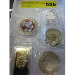 5 x gold & silver clad coins, mint condition
