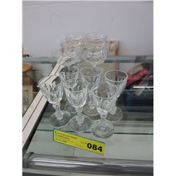 Two sets of 6 vintage glass ware