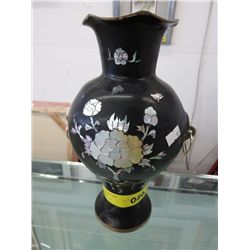 Enamel and mother of pearl decorated vase