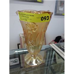 Depression glass vase in an Iris pattern