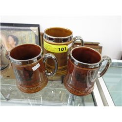 3 English character mugs