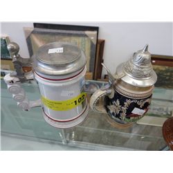 Two German steins 7" tall