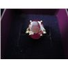 Image 1 : Solitaire ruby ring  2 diamonds on shoulders