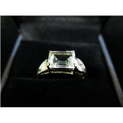 Aquamarine ring, emerald cut stone