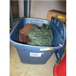 Tote containing fishing gear