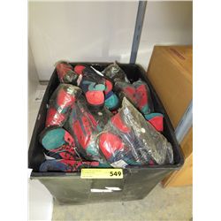 Tote containing children's suede shoes