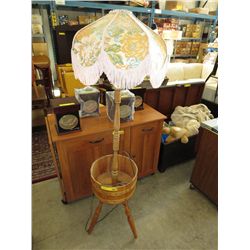 Floor lamp with wooden three leg base