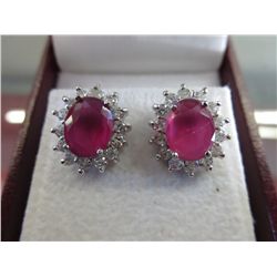 Red & white crystal earrings, brand new