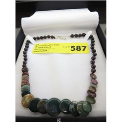 Garnet & South American agate gemstone necklace