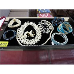 Tray of costume jewelry