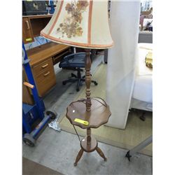 Wooden floor lamp with table base