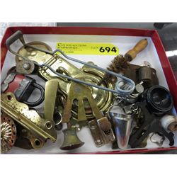 Box lot of old locks, keys, hardware, etc.