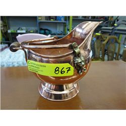 Decorative copper coal shuttle 7" x 8"