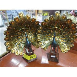 Pair of peacock statues 9" x 7"