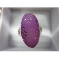 Sterling ring with Pink Druzy oval stone