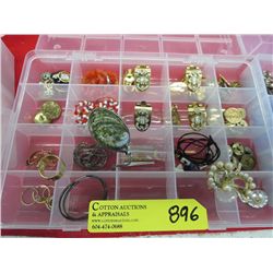 Rhinestone and other jewelry, clips and buttons