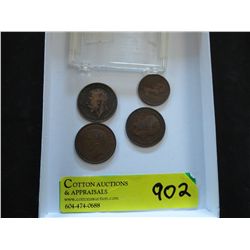 4 British coins, 1919 - 1955