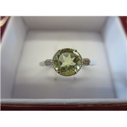 Yellow topaz & diamond dinner ring. 925 silver